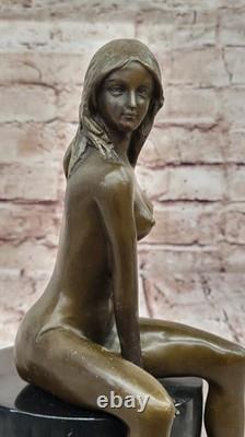 Sculpture En Bronze Statue Signée Originale Milo Érotique Nue Femme Art