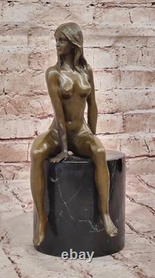 Sculpture En Bronze Statue Signée Originale Milo Érotique Nue Femme Art