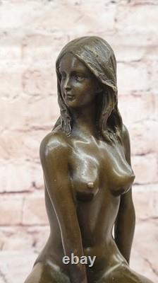 Sculpture En Bronze Statue Signée Originale Milo Érotique Nue Femme Art