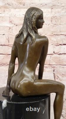 Sculpture En Bronze Statue Signée Originale Milo Érotique Nue Femme Art