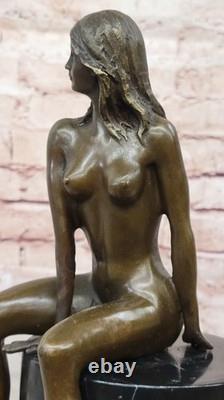 Sculpture En Bronze Statue Signée Originale Milo Érotique Nue Femme Art