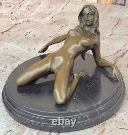 Sculpture Érotique Sexy Fille Nue Pose Provocante Statue En Bronze Art Sexuel
