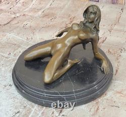 Sculpture Érotique Sexy Fille Nue Pose Provocante Statue En Bronze Art Sexuel