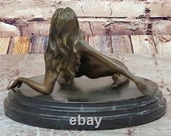 Sculpture Érotique Sexy Fille Nue Pose Provocante Statue En Bronze Art Sexuel