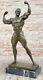 Sculpture Figurine De Bodybuilder Musclé En Bronze D'art Occidental Décor Br Nr