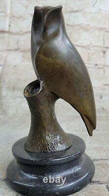 Sculpture Figurine De Hibou Oiseau En Bronze Art Abstrait Moderne Fait Main