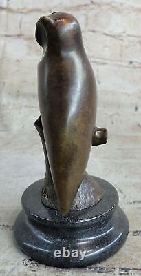 Sculpture Figurine De Hibou Oiseau En Bronze Art Abstrait Moderne Fait Main