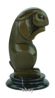 Sculpture Lapin Art déco en bronze sur un socle en marbre noir d'après A. Bizette