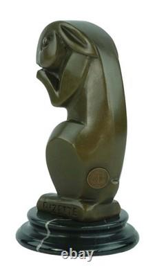 Sculpture Lapin Art déco en bronze sur un socle en marbre noir d'après A. Bizette