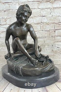 Sculpture Statue En Bronze D'Un Jeune Homme Nu Art Déco/Nouveau