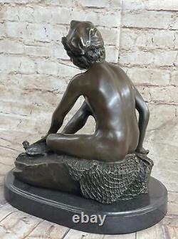 Sculpture Statue En Bronze D'Un Jeune Homme Nu Art Déco/Nouveau