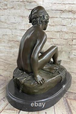 Sculpture Statue En Bronze D'Un Jeune Homme Nu Art Déco/Nouveau