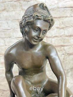 Sculpture Statue En Bronze D'Un Jeune Homme Nu Art Déco/Nouveau