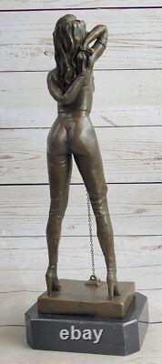 Sculpture Statue Figure Érotique En Bronze De Femme Nue Signée Art Nouveau