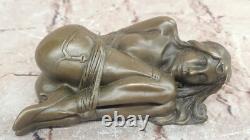 Sculpture Statue Figurine Femme Nue Bronze Art Déco Érotique Bondage À Vendre