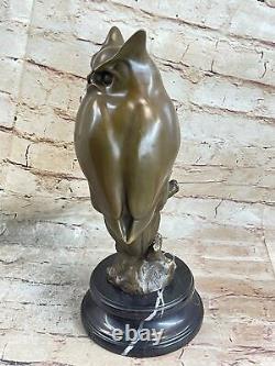 Sculpture Statue Fonte Bronze Signée Chouette Art Déco Style Faune Figure Solde