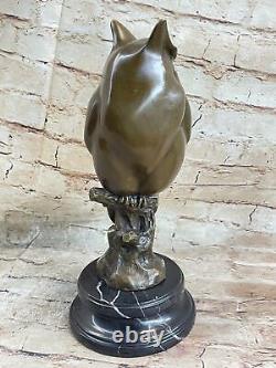 Sculpture Statue Fonte Bronze Signée Chouette Art Déco Style Faune Figure Solde