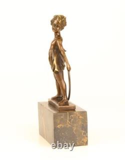 Sculpture bronze Art Déco fille avec cercle Hoop Girl d'après Ferdinand Preiss