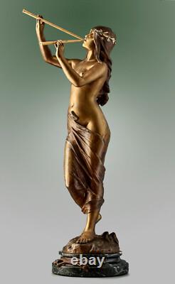 Sculpture bronze ancien Edouard Drouot Muse des bois Art Nouveau