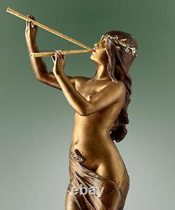 Sculpture bronze ancien Edouard Drouot Muse des bois Art Nouveau