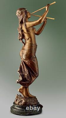 Sculpture bronze ancien Edouard Drouot Muse des bois Art Nouveau