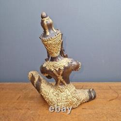Sculpture bronze ancienne statue joueur de flûte Thaïlande XXe art d'Asie
