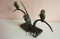 Sculpture bronze art déco groupe de martins pêcheurs. Réf 179/4