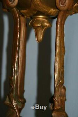 Sculpture bronze art nouveau 1900 ornementation coupe pied de lampe fin XIX ème