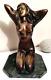 Sculpture Bronze Femme Socle En Marbre Art Rare Vintage