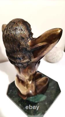 Sculpture bronze femme socle en marbre art rare vintage