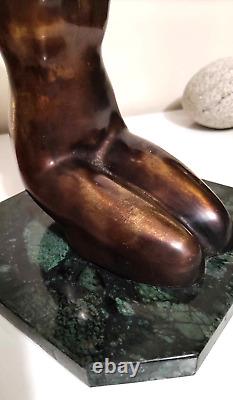 Sculpture bronze femme socle en marbre art rare vintage