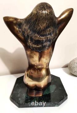 Sculpture bronze femme socle en marbre art rare vintage