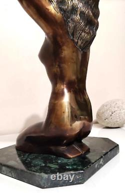 Sculpture bronze femme socle en marbre art rare vintage