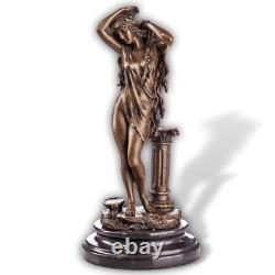 Sculpture bronze figure baigneuse statue érotique nue 32cm style antique