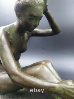 Sculpture bronze jeune femme nu art-déco Max Le Verrier Chiparus Balleste
