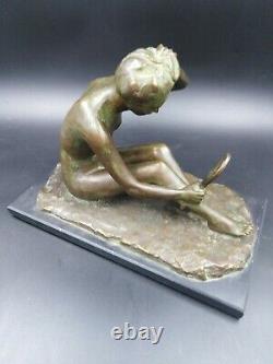 Sculpture bronze jeune femme nu art-déco Max Le Verrier Chiparus Balleste