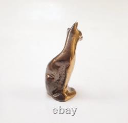 Sculpture bronze massif chat assis signé Yves Lohé décoration