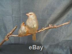 Sculpture bronze oiseaux moineaux sur branches Becquerel bronze Art Deco 1930