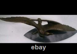 Sculpture bronze signé Elise Guy Art Déco Mouette en Plein Vol devant une Voile