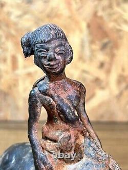 Sculpture bronze, sujet au buffle, art asiatique, Indochine, Vietnam, ethnique