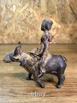 Sculpture bronze, sujet au buffle, art asiatique, Indochine, Vietnam, ethnique