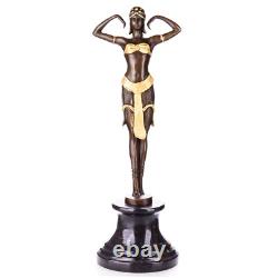 Sculpture d'une danseuse en bronze doré Art Déco d'après Demetre Chiparus