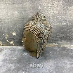 Sculpture de tête de Bouddha en bronze, méditation, Art Asiatique, bouddhisme
