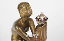 Sculpture en Bronze Art Deco Oblivion signée Georges Duvernet. RARE