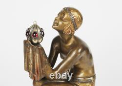 Sculpture en Bronze Art Deco Oblivion signée Georges Duvernet. RARE