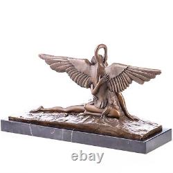 Sculpture en bronze Art Déco Léda et Cygne d'après A. Gennarelli