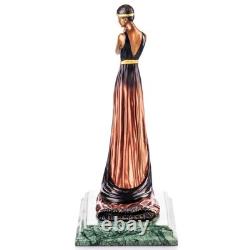Sculpture en bronze Art Déco coloré de femme avec robe D'apès G. S. Cassel