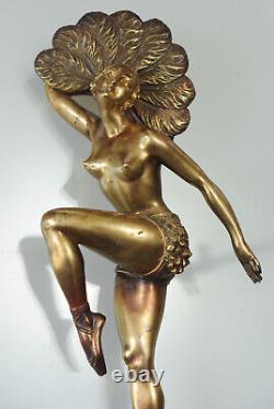 Sculpture en bronze Art Deco signée H. Molins Danseuse à l'éventail CIRCA 1920