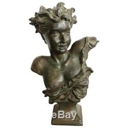 Sculpture en bronze Art Nouveau buste d'une jeune fille