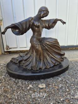 Sculpture en bronze Danseuse orientale signée Elis Art Déco